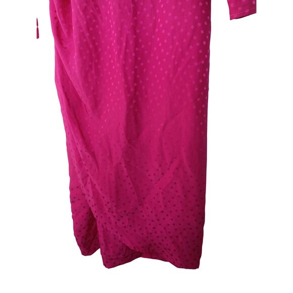 Vintage Dennis Goldsmith Pink Silk Swiss Dot Midi Dress Shoulder Pads SZ 4 - Picture 6 of 16